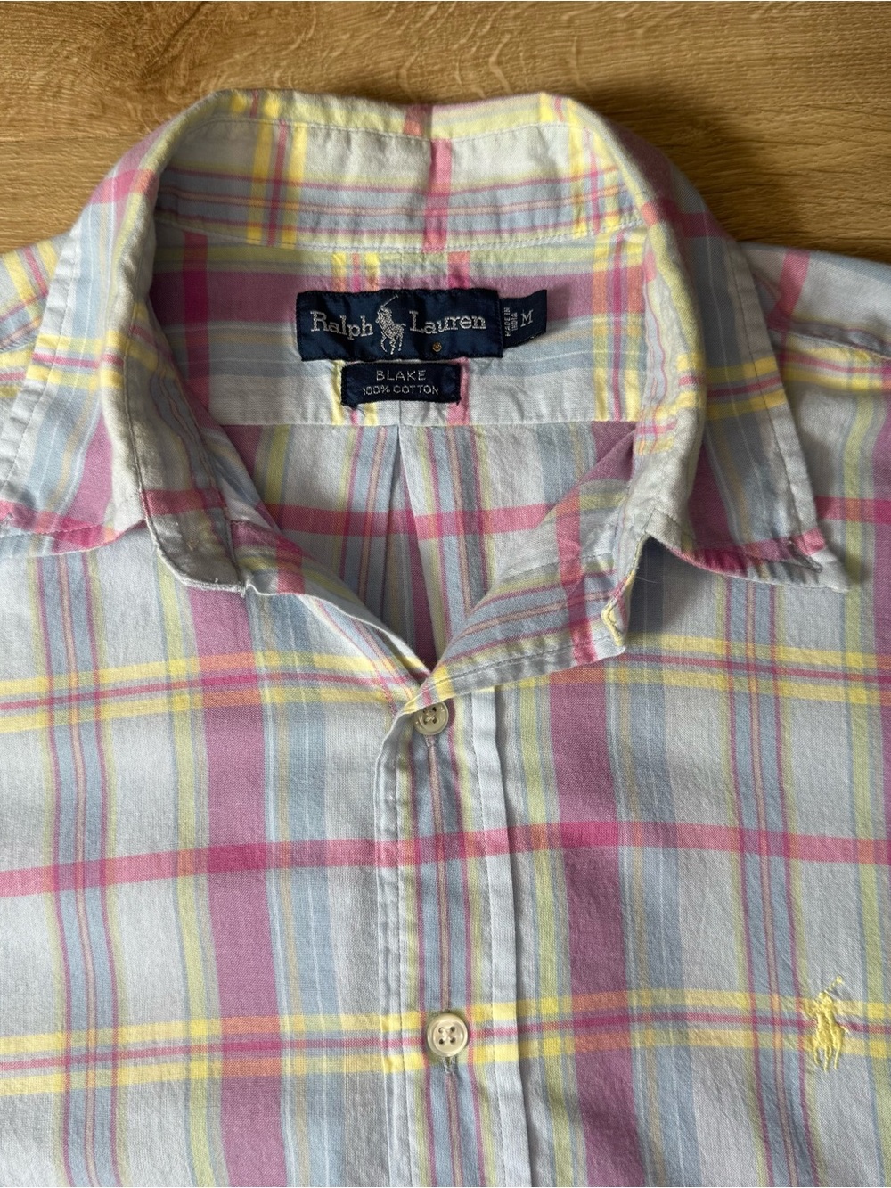 Polo Ralph Lauren Men’s Vintage Short Sleeve Button Up Shirt Pastel Plaid Blake